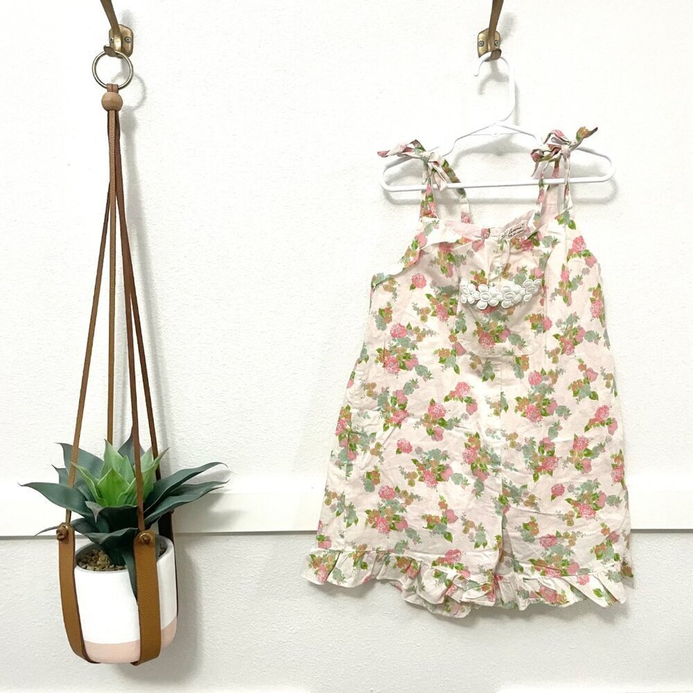 For Love & Lemons Floral Tie Shoulder Romper Size 7Y